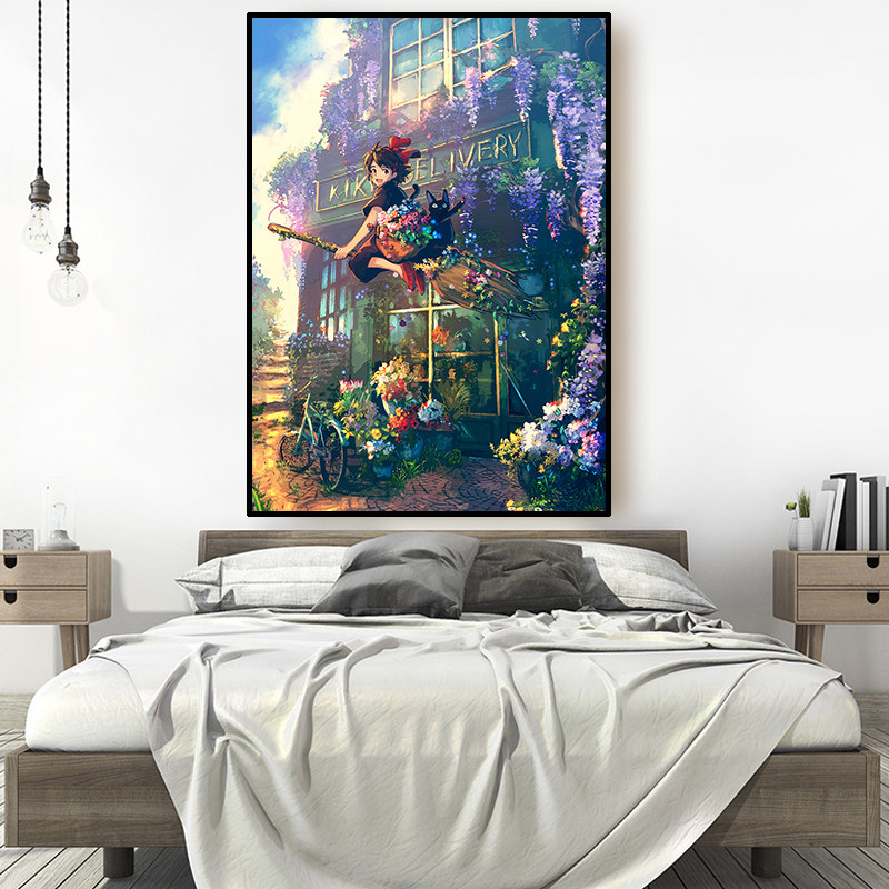 卡通女孩钻石画2025新款紫藤花风景手工点贴钻十字绣客厅卧室满钻 - 图1