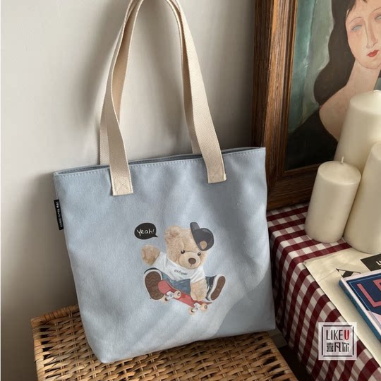 Original cat canvas bag student literary shoulder bag large