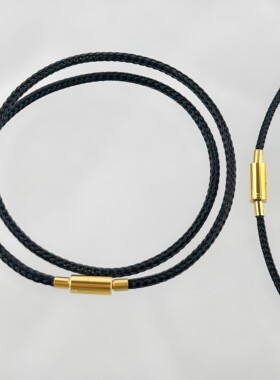 金色扣黑色钢丝绳串珠绳冷酷2.5MM3MM4MM串珠颈绳吊坠挂绳项链