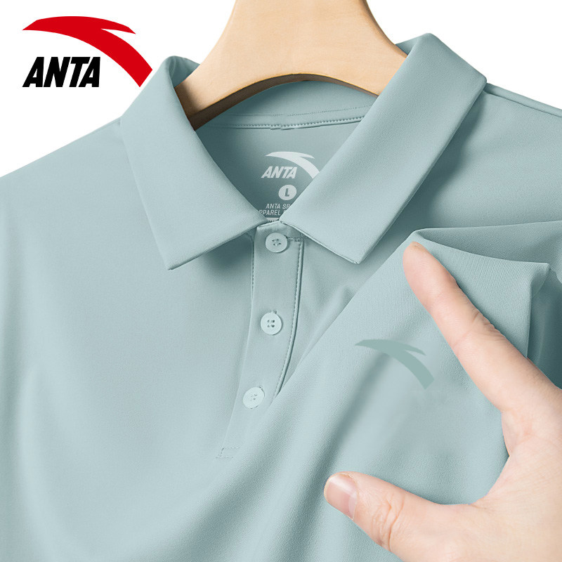 安踏蓝色polo衫男士夏季2025新款商务翻领短袖T恤爸爸男装上衣服,淘宝优惠券,粉丝福利购,淘宝优惠卷