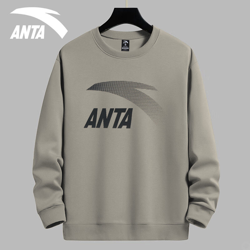 安踏卫衣男冬季加绒保暖衣服2025新款白色休闲服装男士圆领打底衫,淘宝优惠券,粉丝福利购,淘宝优惠卷