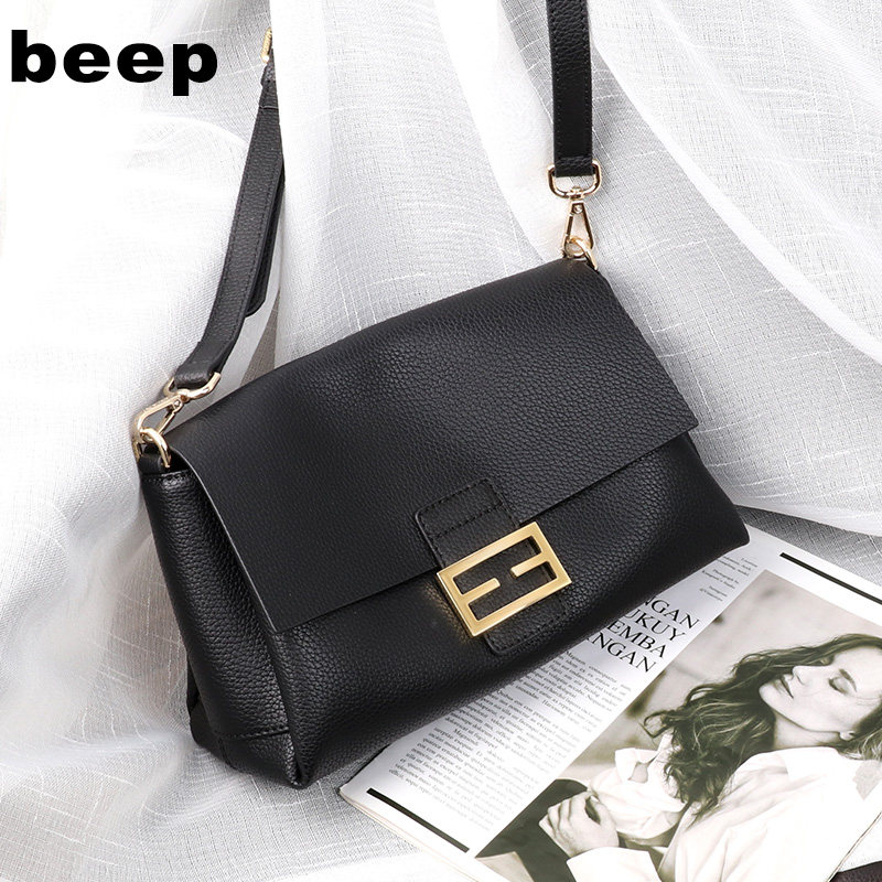 真皮2020新款潮单肩简约女士斜挎包 beep箱包女士包袋
