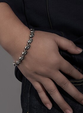 欧美搞怪夸张骷髅头手链男士暗黑嘻哈朋克手串个性独特不褪色手镯