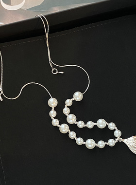 韩式气质珍珠项链温柔设计感鱼尾巴吊坠锁骨链女2026新款轻奢配饰
