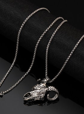 欧美复古暗黑骷髅头乌鸦羊头哥特式嘻哈朋克摇滚卫衣链毛衣链项链