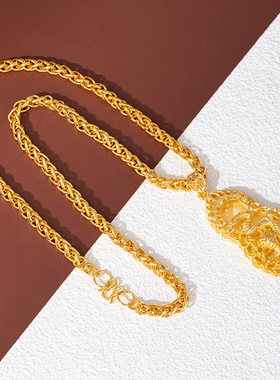 仿越南沙金龙牌镂空弥勒佛牌吊坠精致观音项链高端轻奢过年毛衣链