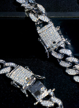 型男满钻古巴链锆石ins嘻哈风