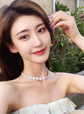 太阳花锁骨链宝石甜美气质短款