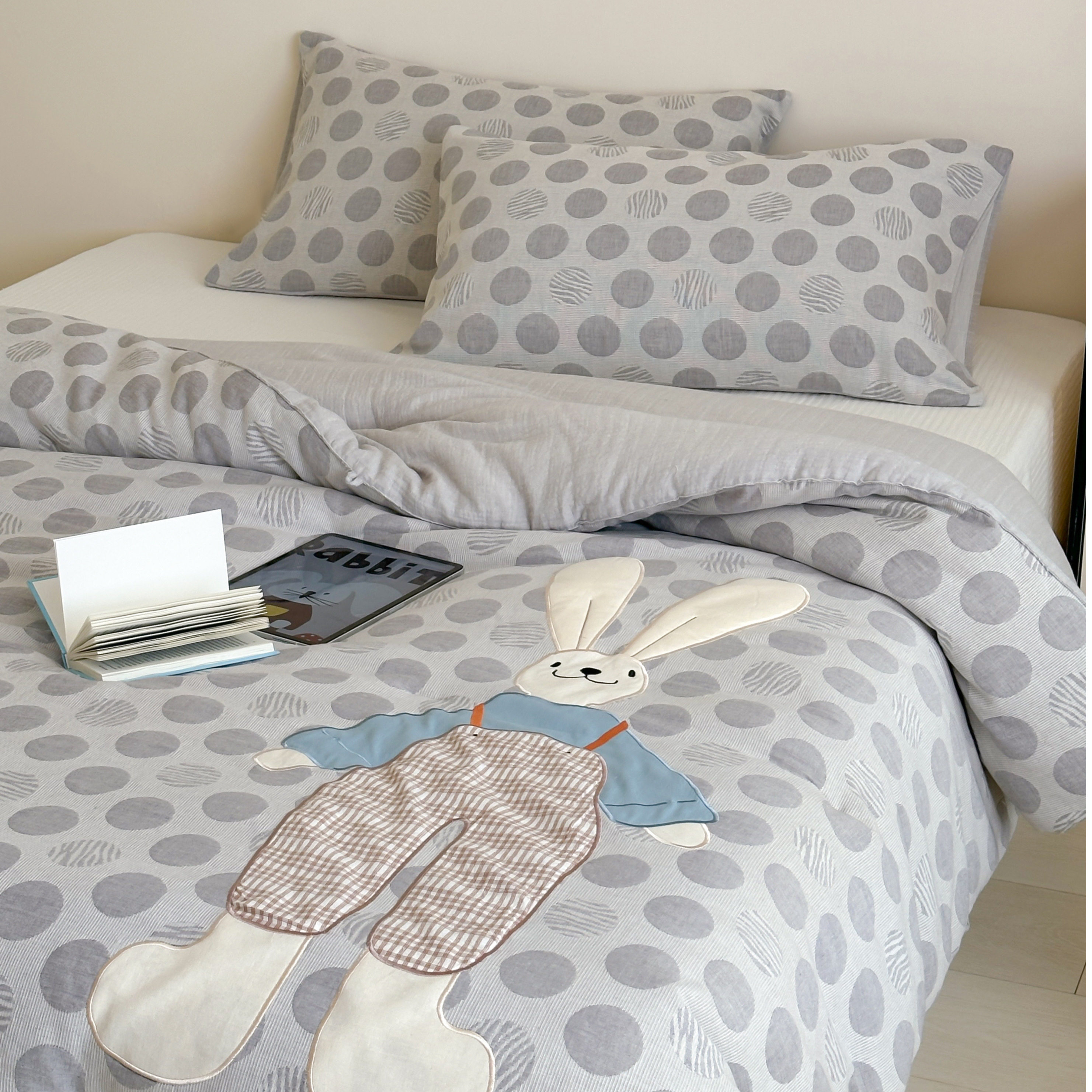 A类卡通可爱小兔子全棉色织双层纱春秋被可水洗 秋冬加厚保暖冬被,淘宝优惠券,粉丝福利购,淘宝优惠卷