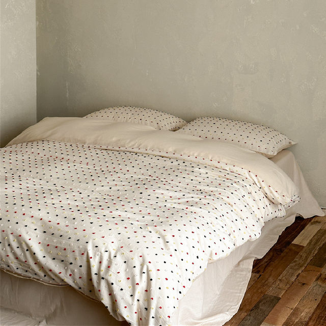 Three-dimensional flower-cutting full cotton double layer yarn four-piece set