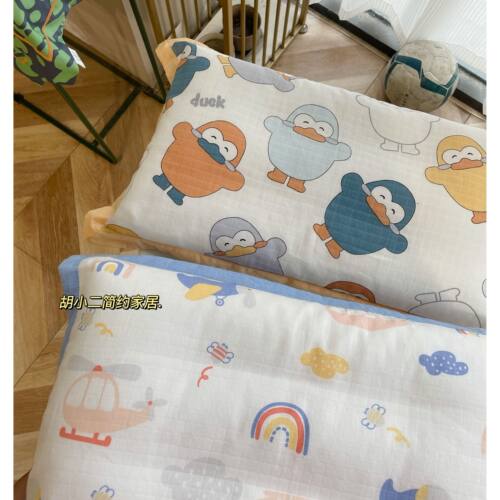 A类卡通儿童全棉双层纱布枕头套幼儿园宝宝乳胶枕记忆枕枕套30x50 - 图2