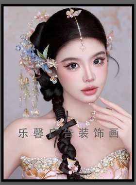 美妆培训工作室新娘妆造挂画新中式古风装饰画影楼婚纱店墙面壁画