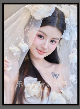 新品新娘化妆造型装饰画彩妆学校教师宣传画摄影美妆礼服店挂画