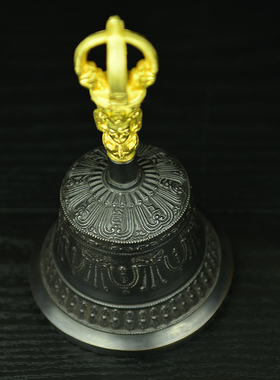 尼泊尔进口手工青铜鎏金五股金刚铃杵西藏密宗密宗法器用品精致款