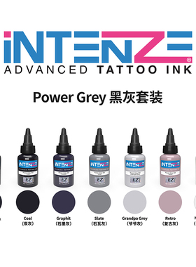 Power  Grey 黑灰套装银单丝纹身彩色色料水性刺青颜色伊特诺纹身