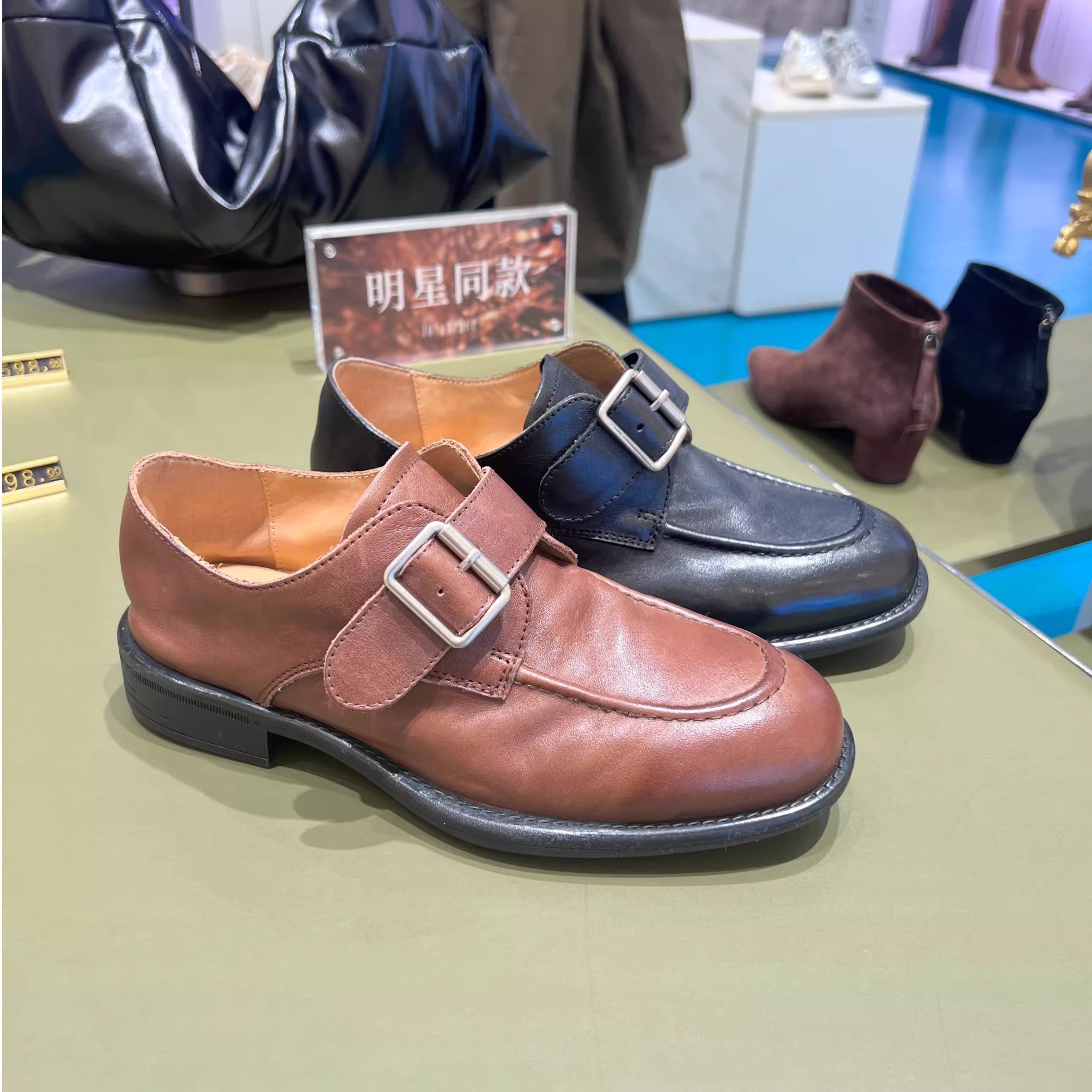 商场同款2025春季新款水洗牛皮牛津鞋英伦风乐福鞋女单鞋61913,淘宝优惠券,粉丝福利购,淘宝优惠卷