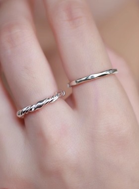 YOUR通体S925纯银手工绕线戒指缠绕戒子小众设计时髦开口ins礼物