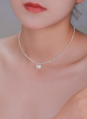 《招财猫》萌物天然白蝶贝项链闪耀超润锁骨链少女小清新气质款