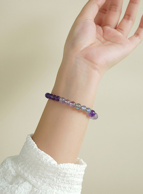 天然紫水晶珠手链上岸舒缓拉长石手串女生礼物