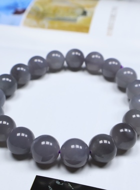 天然和田玉手串烟紫色玉手链10mm证书