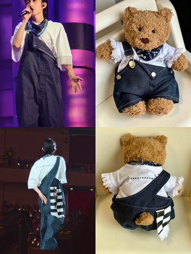手作自制Yogalin林宥嘉牛仔背带裤绅士管家背带裤演出服同款 - 图2