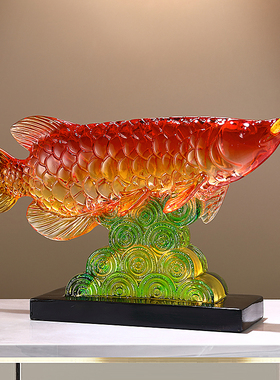 红龙鱼乔迁新居铜钱装饰品