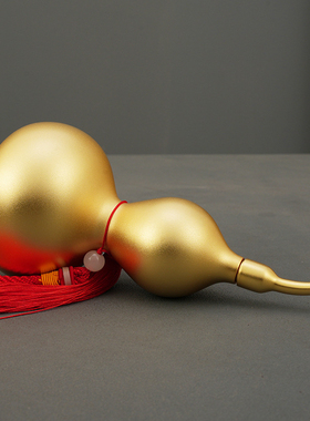 纯黄铜葫芦开盖开口空心摆件大号招财铜葫芦家居装饰客厅玄关摆设