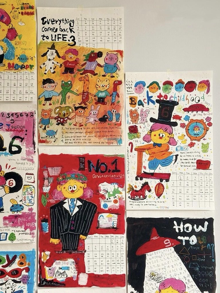 2026年新款手绘涂鸦插画挂历手工日历挂画高颜值家用装饰墙挂月历,淘宝优惠券,粉丝福利购,淘宝优惠卷
