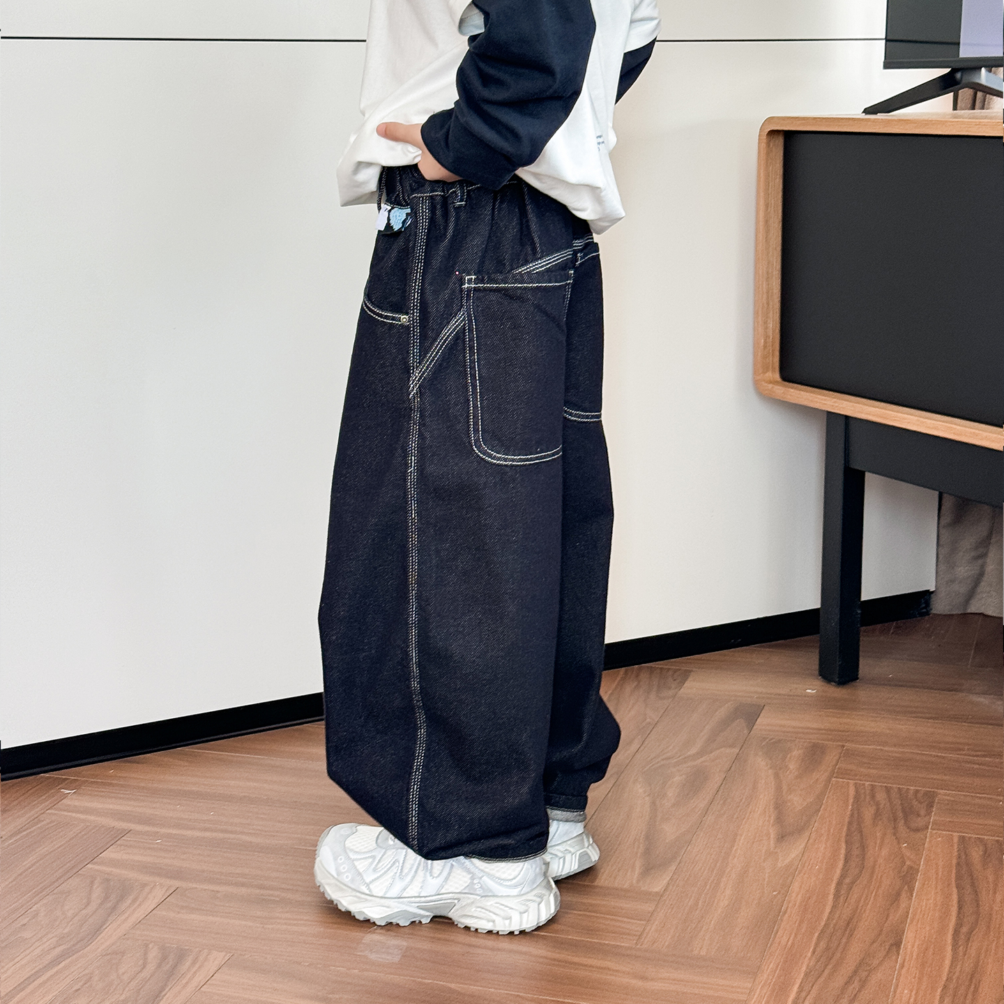 儿童牛仔裤2025秋装新款宽松男童工装裤中大童洋气老爹裤儿童裤子 - 图3