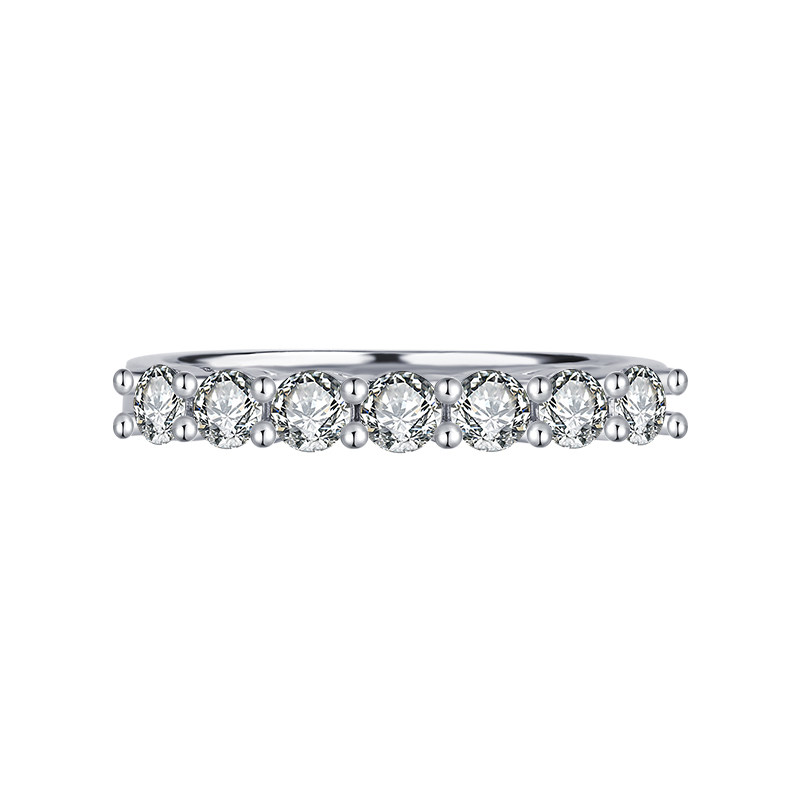 TIFF genuine Seven Princess Row Ring S925 sterling silver electroplated platinum moissanite diamond ring stacked tail ring for women holiday gift