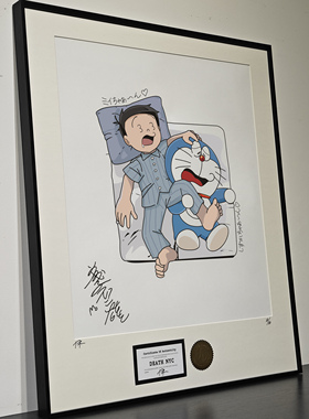装饰挂画手稿大雄叮当猫睡觉简约
