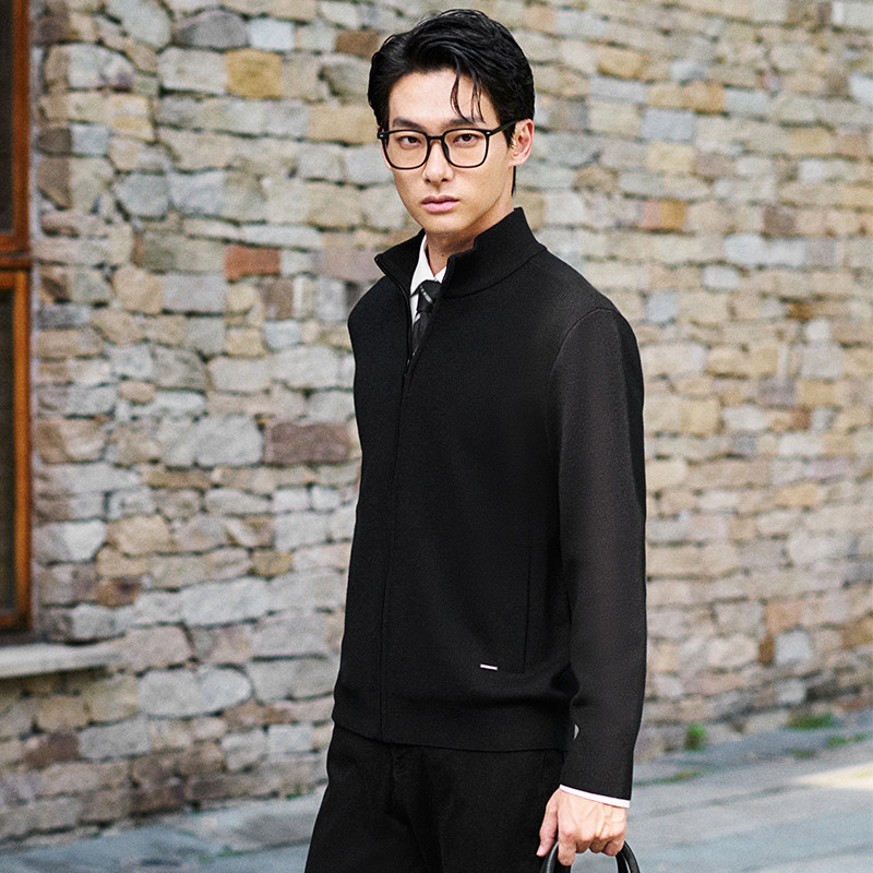 报喜鸟秋冬新款男士时尚休闲羊毛衫男款保暖开衫黑色外套针织衫,淘宝优惠券,粉丝福利购,淘宝优惠卷