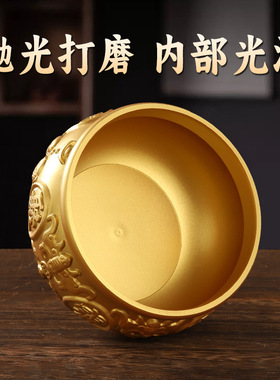 纯黄铜八方来财聚宝盆招财聚财摆件家用风水存钱罐米缸店铺开业