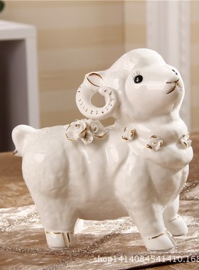 欧式陶瓷动物羊摆件家居客厅