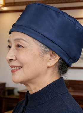 春夏季防风单层妈妈紫色帽子女士中老年包头春秋款奶奶秋季贝雷帽