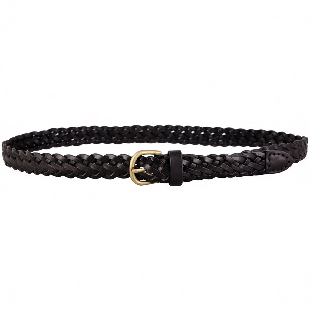 Hand-woven first layer cowhide vintage pin buckle women's belt