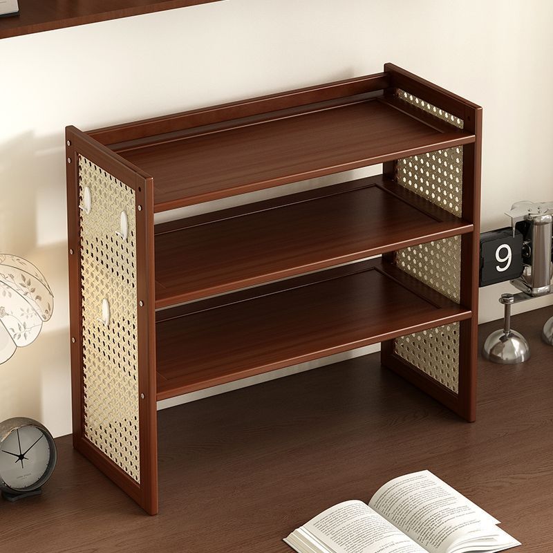 Medieval style desktop multi-layer perforated board storage bookshelf