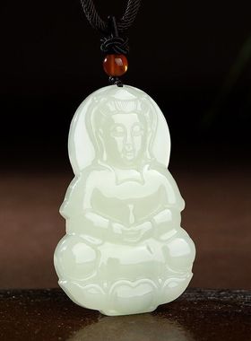 男款观音玉坠菩萨护身符吊坠项链