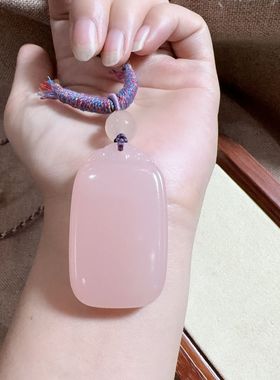 天然藕粉平安无事牌项链毛衣链