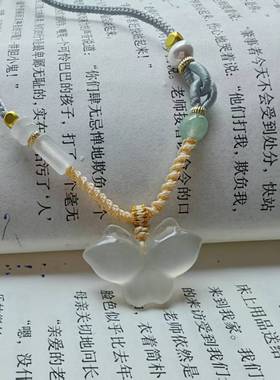 天然玛瑙蝴蝶玉髓项链古风吊坠