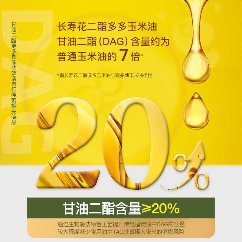 长寿花二酯多多玉米油20%DAG含量 轻酯健康 清香不油腻5L装食用油