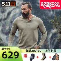 USA 5 11 springtime Jasper 511 beaten bottom long sleeve 72234 Henry collar Huffg soft and breathable T-shirt