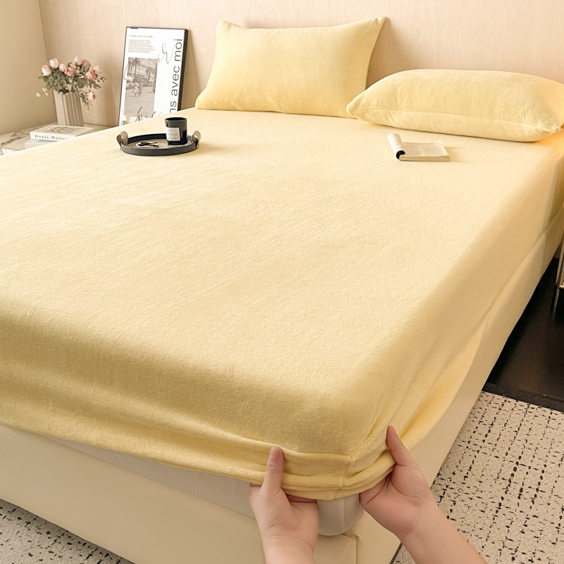 牛奶绒床笠2024新款冬季加绒加厚床罩床单家用床垫保护罩套防尘罩 - 图3