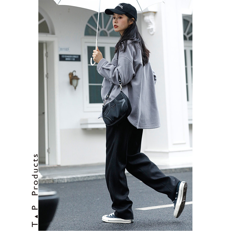 ＜糖皮出品＞云自无心水自闲 70%精纺羊毛 冬黑色高腰阔腿拖地裤,淘宝优惠券,粉丝福利购,淘宝优惠卷