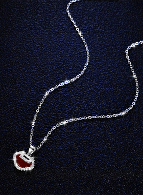 18k金红色平安锁好运项链