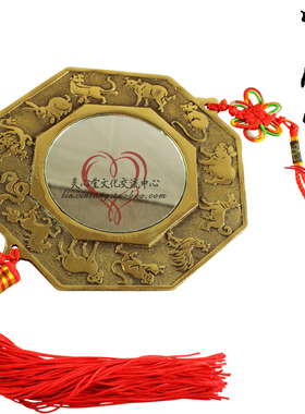 铜镜狮咬剑虎头八边风水大门玻璃