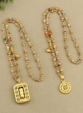 铜合金玻璃圆珠女新中式国风项链