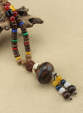 菩提鸡翅木圆珠男女古风毛衣链潮