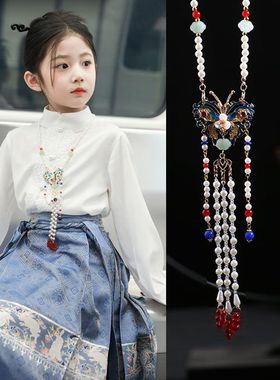 合金珍珠圆珠女新中式国风项链长