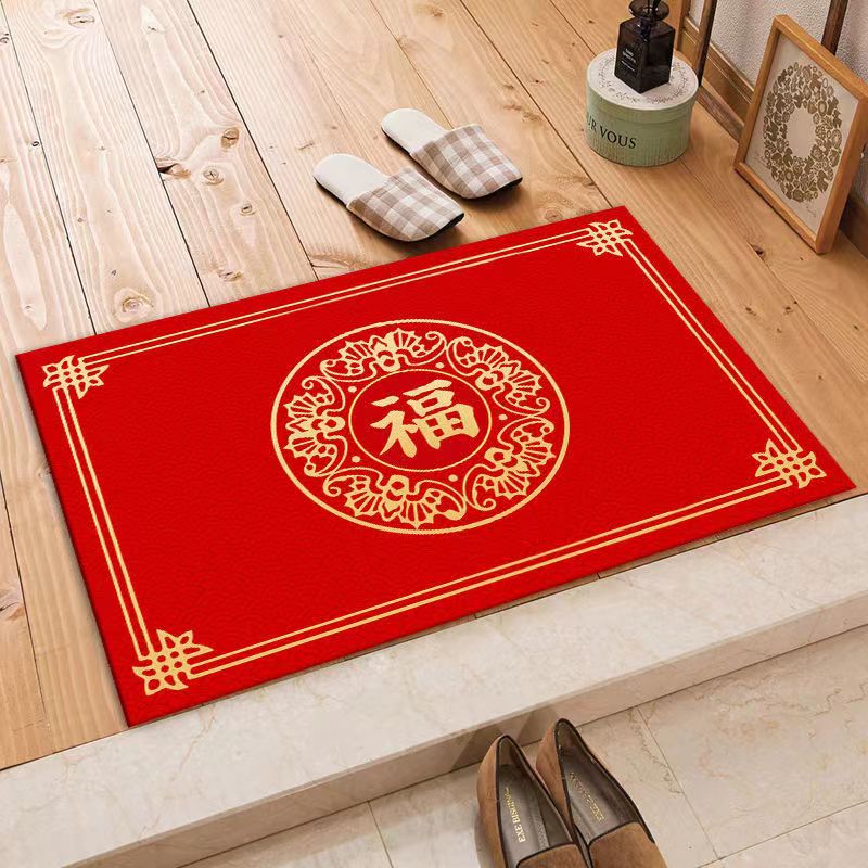 红色喜庆地垫入户门垫家用玄关出入平安脚垫吸水防滑可定制垫子 - 图2